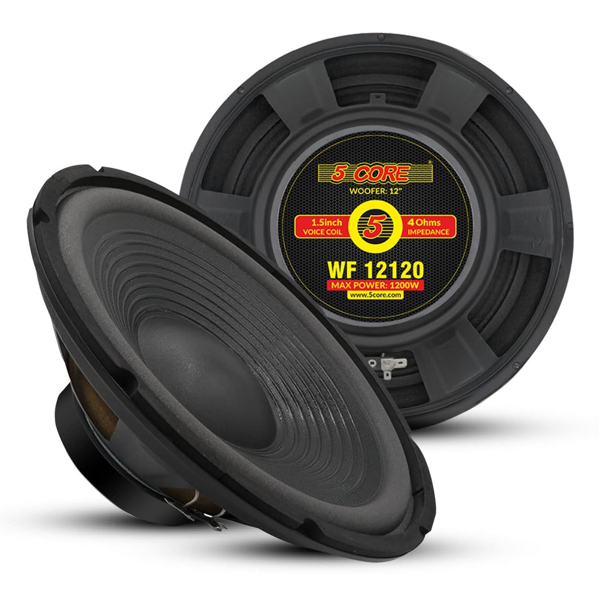 5 Core 12 Inch Subwoofer Deep Bass Car Audio Side Angle View