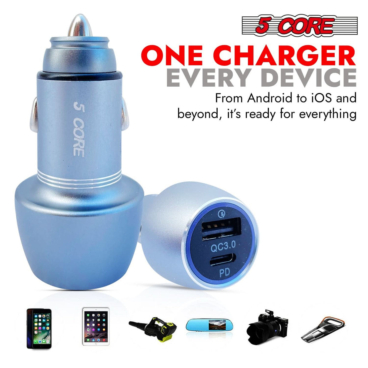 5Core Car Charger USB Type C Adapter 36W Fast Charging