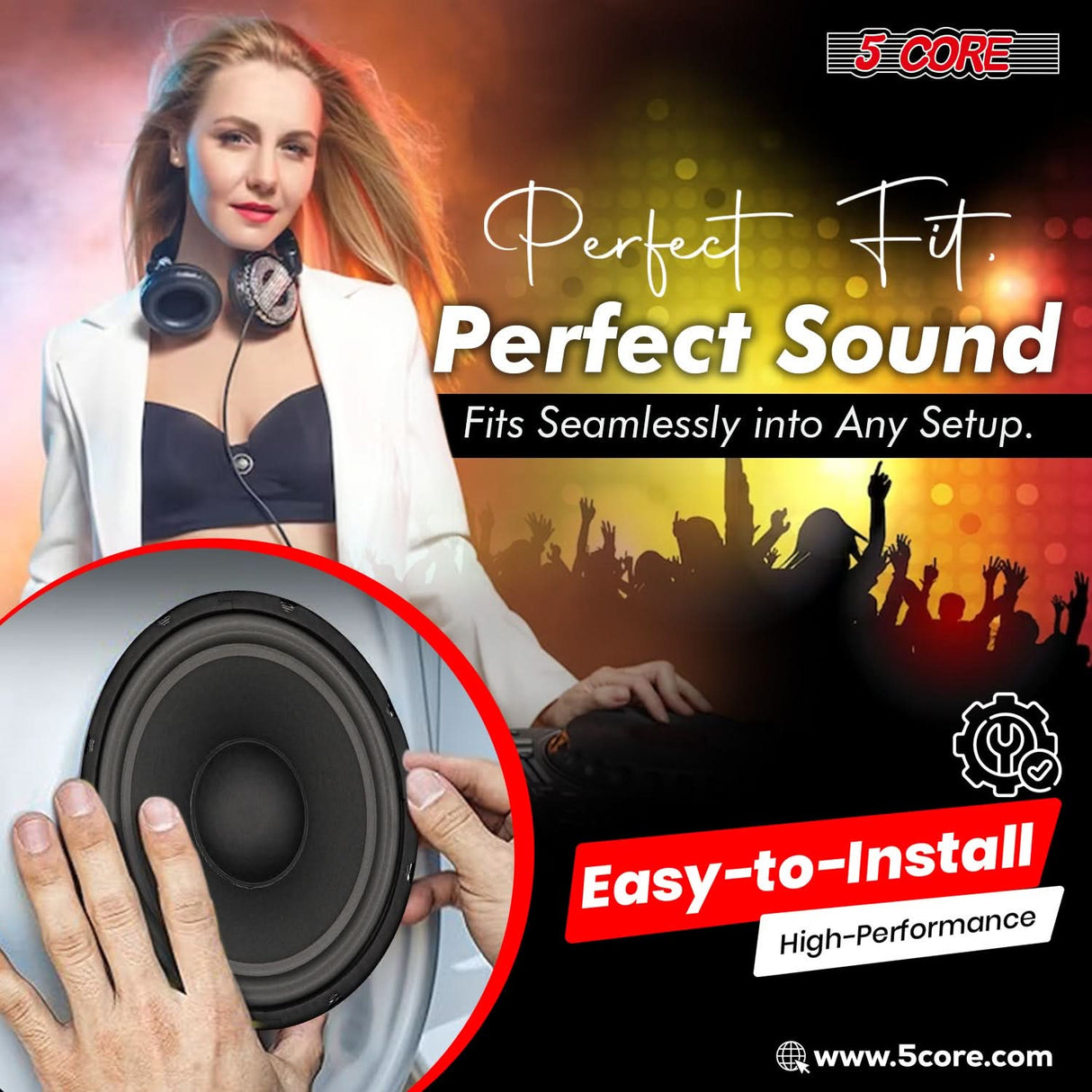 5 Core 10" Subwoofer 600 Watt PA DJ Sub Woofer Speaker 8Ohm Deep Bass Audio Replacement Loud Speaker