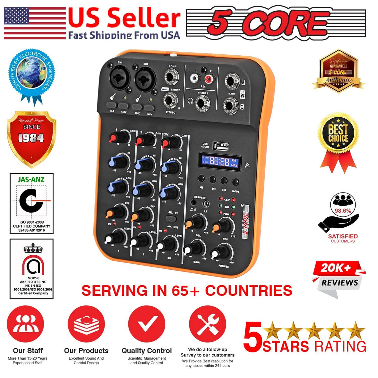 Best professional mixing console with Bluetooth, USB input, and EQ control for DJs and musicians