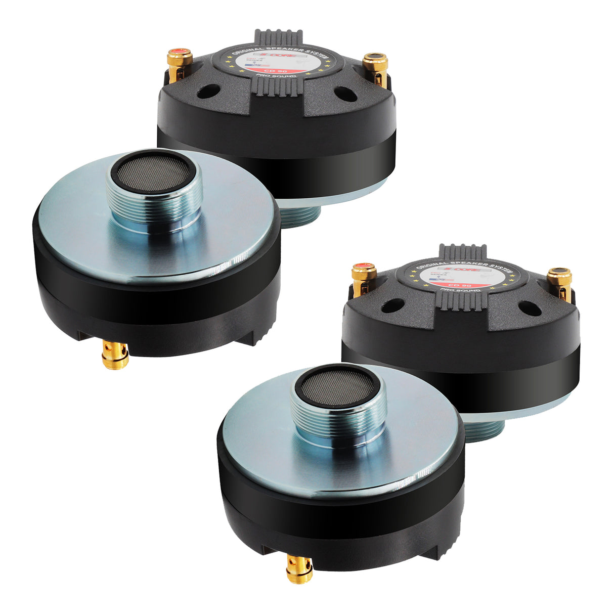 5 Core Compression Driver 2Pc 1″ PA Horn Tweeter Pro Audio 1000W 1.34″ Voice Coil 13 OZ Magnet 8Ohm