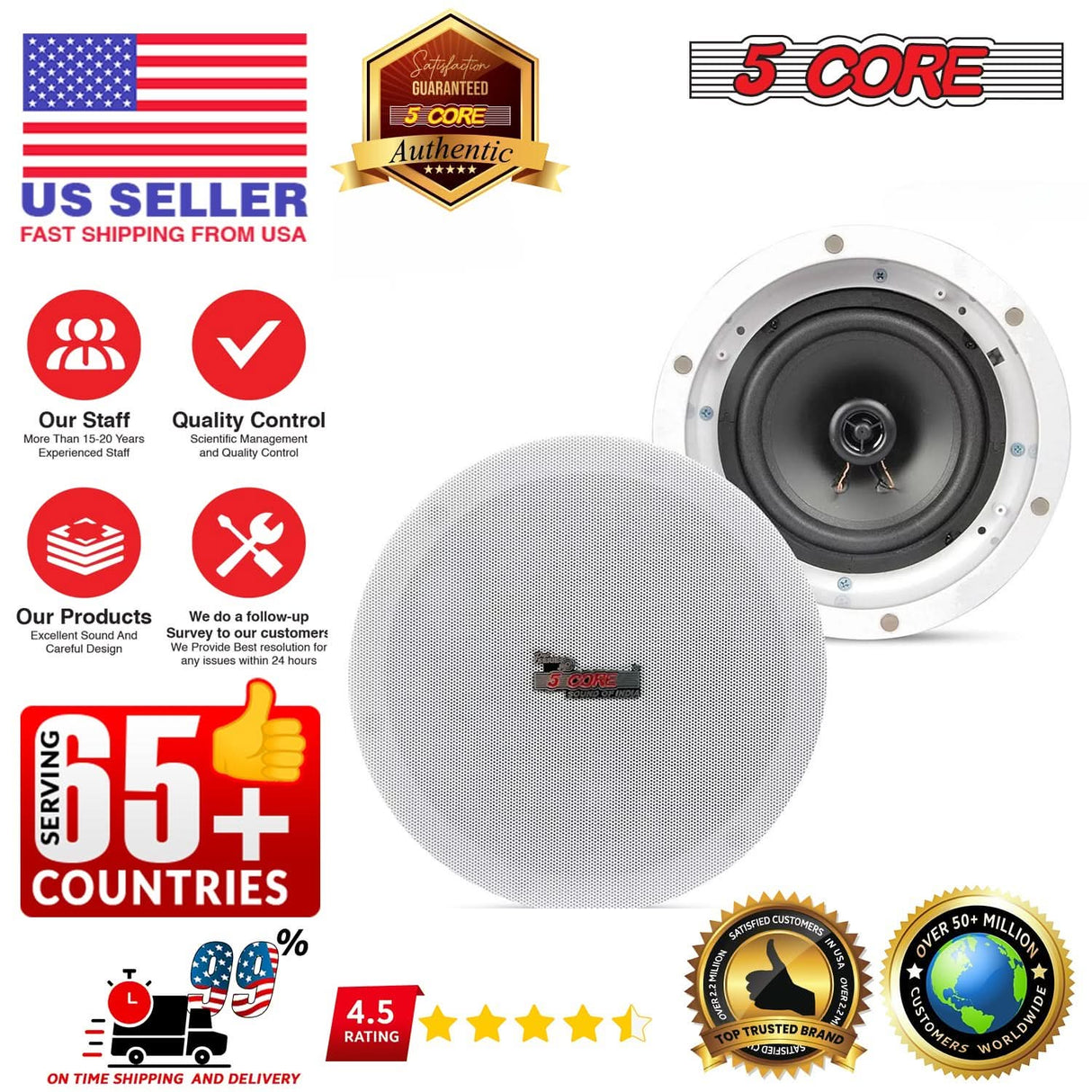 5Core 6 inch 300 watt car subwoofer pair with premium sound
