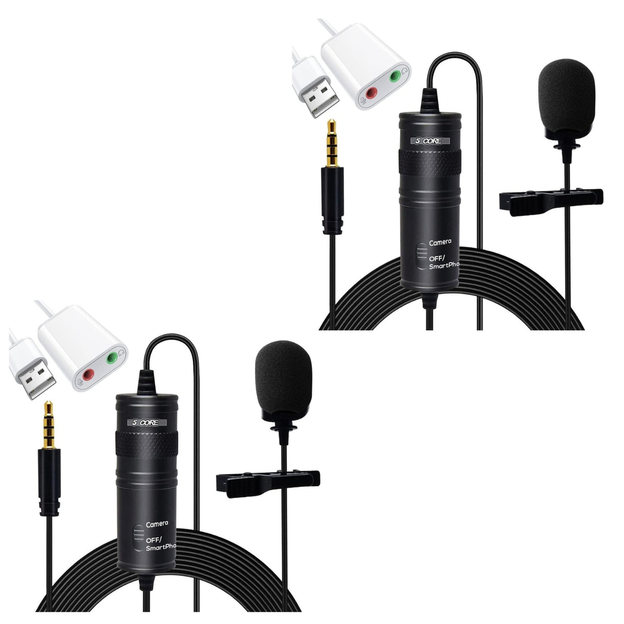 Set of camera microphone with cables and connectors