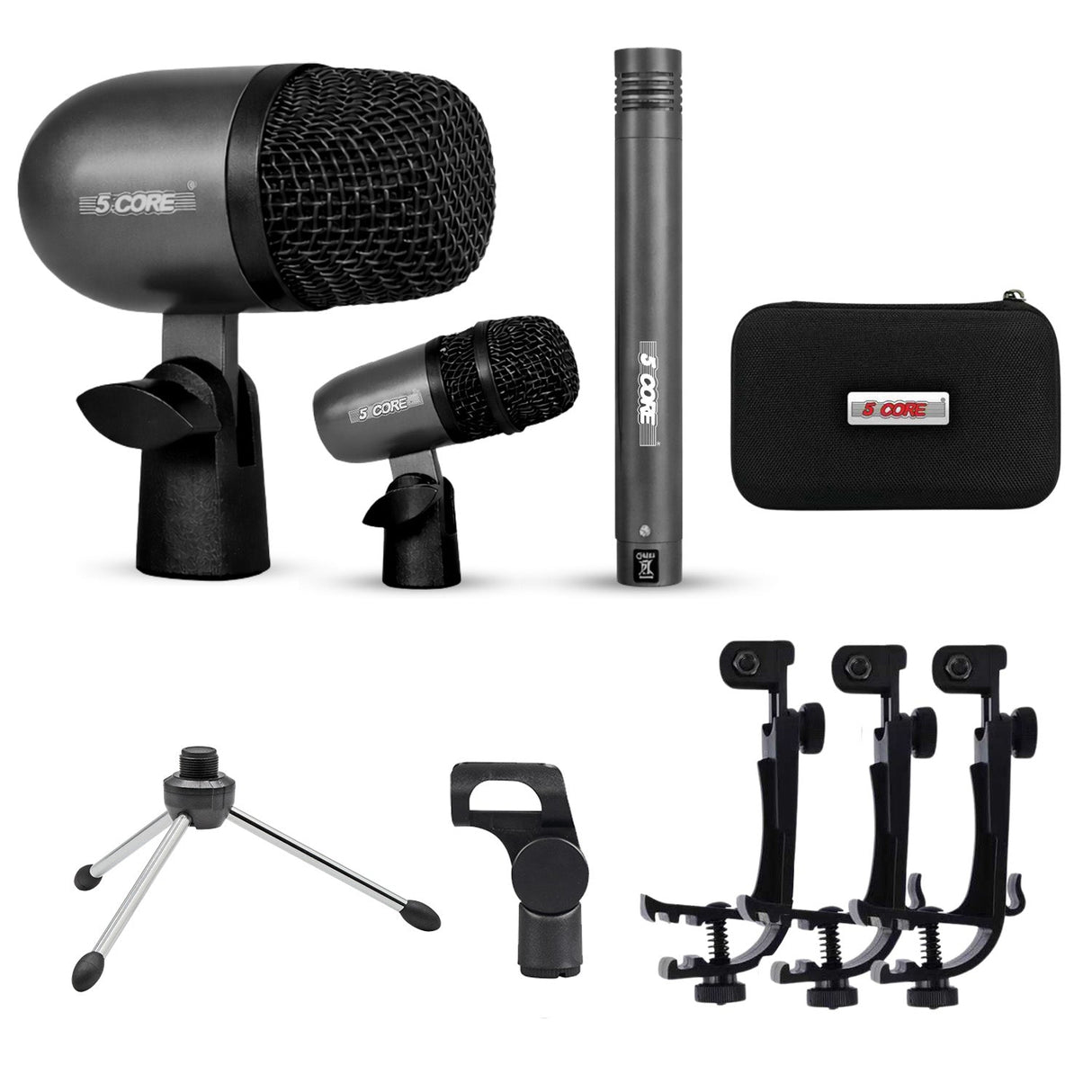 5 Core Conga Mic Snare Tom Microphone Drum Kit Condenser XLR Instrument Mics