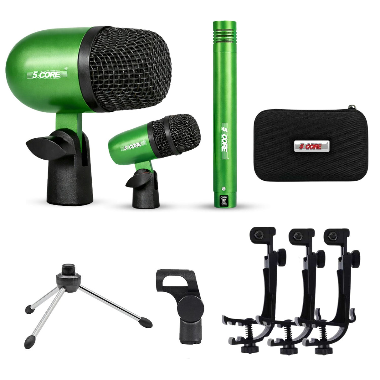 5 Core Conga Mic Snare Tom Set Professional XLR Cardioid Unidirectional Instrument Microphone Kit