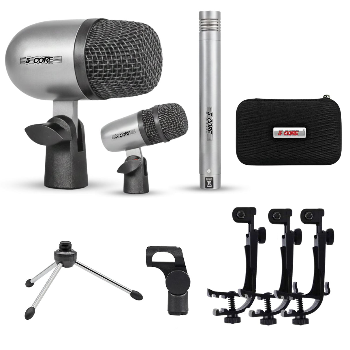 5 Core Conga Mic Snare Tom Set Professional XLR Cardioid Unidirectional Instrument Microphone Kit