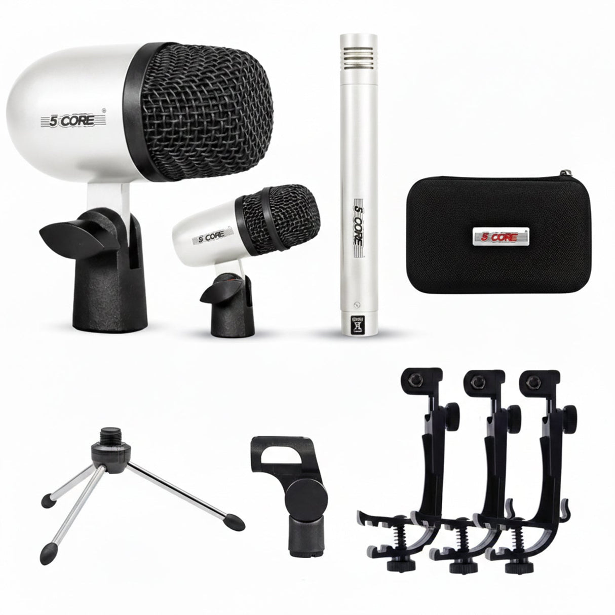 5 Core Conga Mic Snare Tom Set Professional XLR Cardioid Unidirectional Instrument Microphone Kit