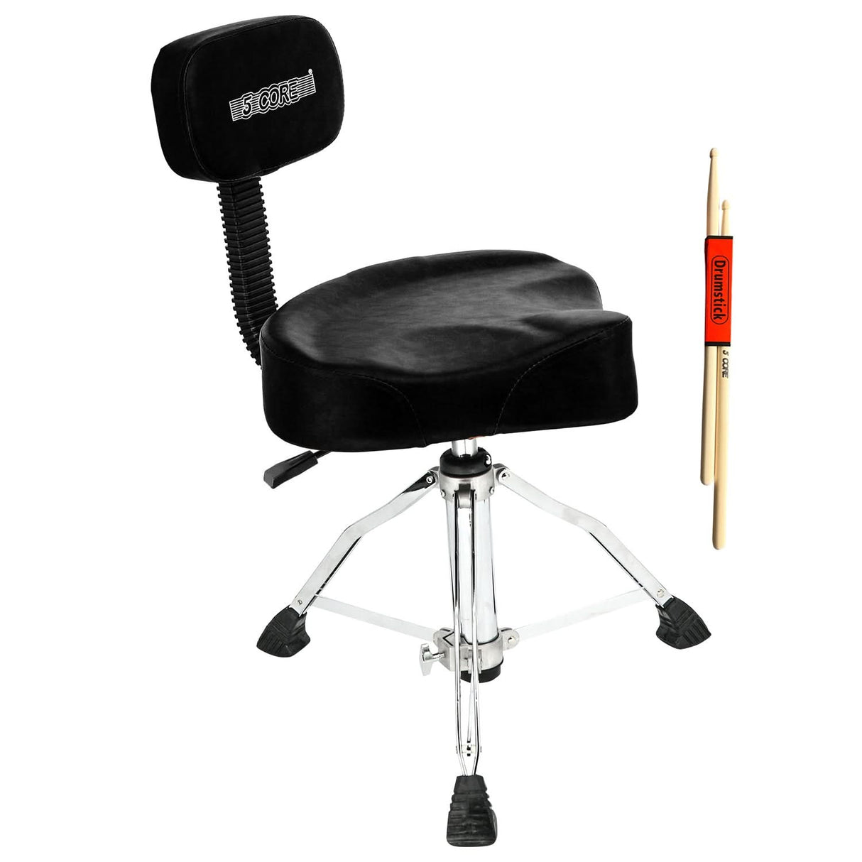 5 Core Drum Throne 4" Padded Seat w Backrest Airlift Adjustable Chair Ergonomic Drummer Stool