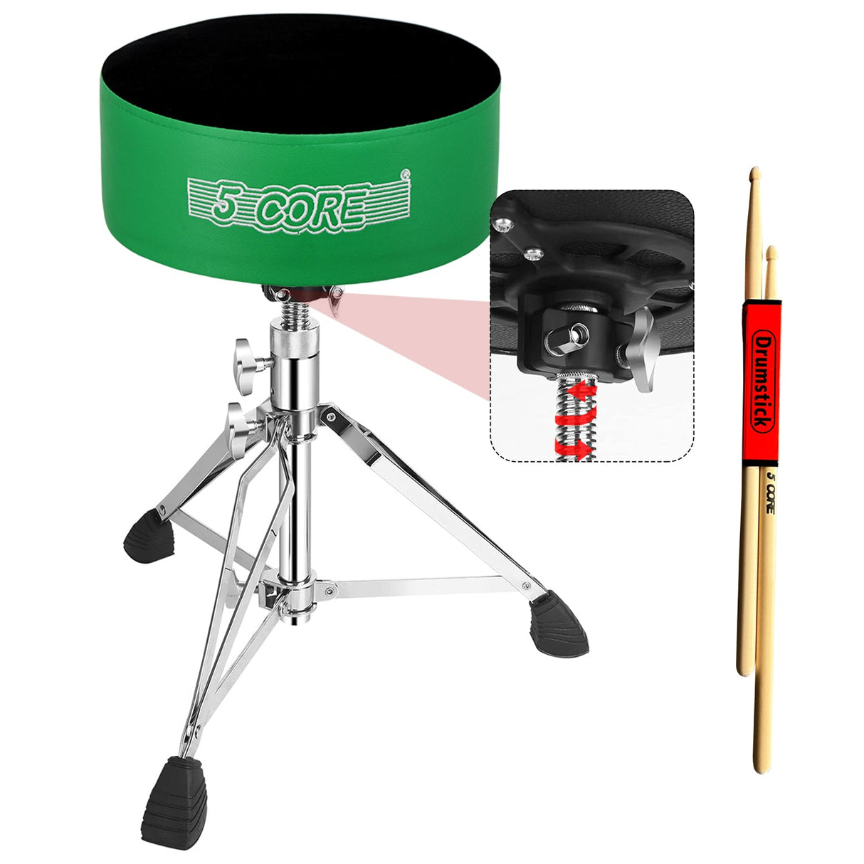 5 Core Drum Throne 5" Padded Guitar Stool Adjustable Heavy Duty Music Chair Seat w Luxury Velvet Top