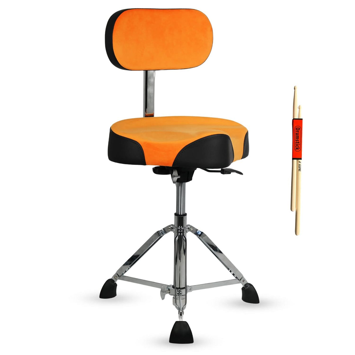 Orange and black drum throne with chrome base