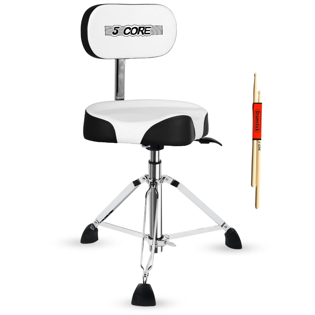 5 Core Drum Throne 4" Padded Seat w Backrest Airlift Adjustable Chair Ergonomic Drummer Stool