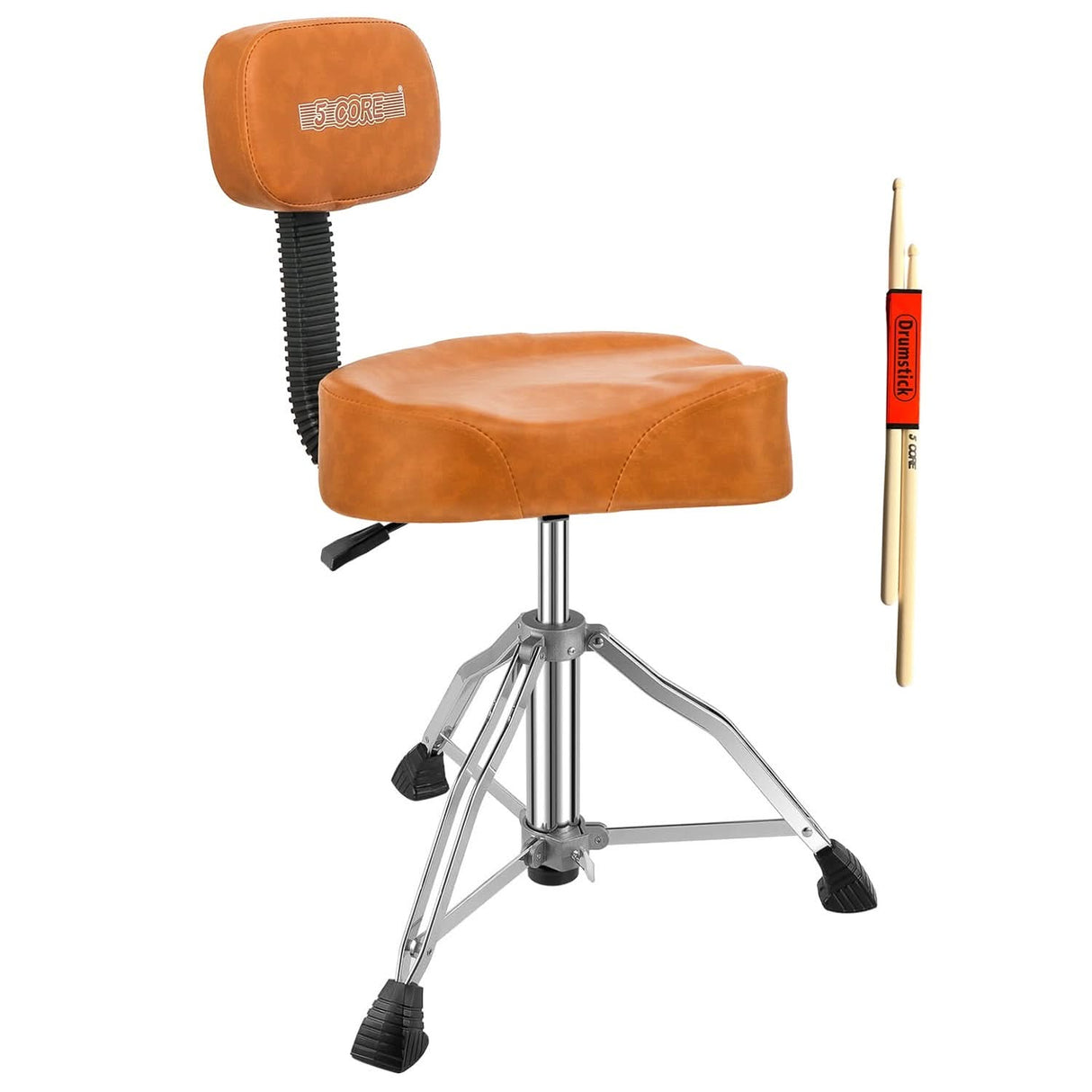 5Core Drum Throne 4" Cushion Padded Stool w Backrest Airlift Height Adjustable Chair w 441Lb Capcity