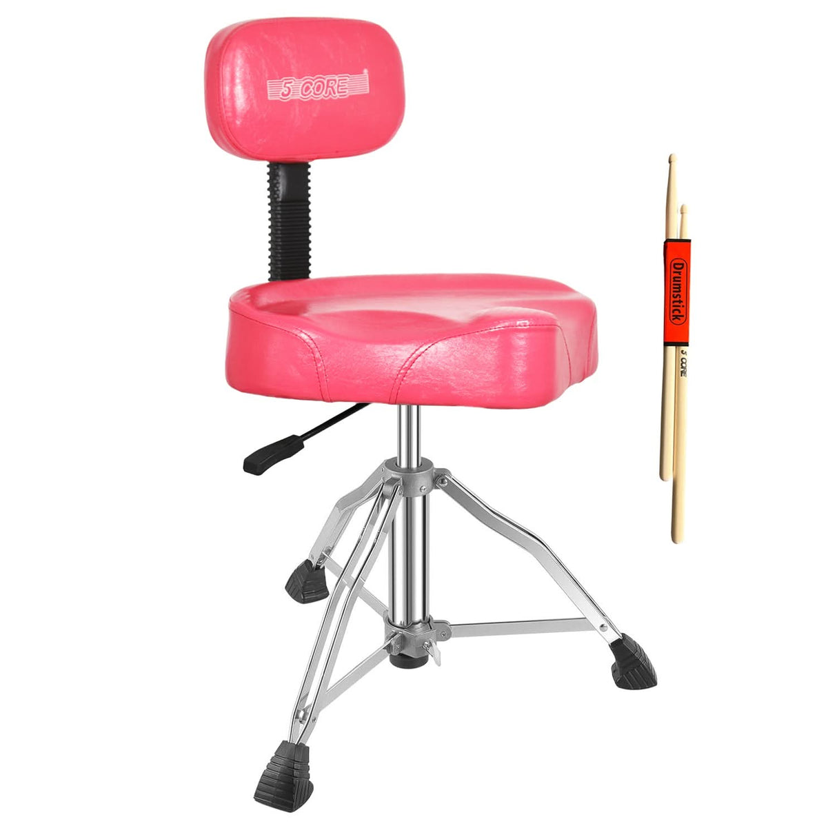 5 Core Drum Throne w Backrest 4" Padded Stool Adjustable 24.5" Drummer Chair w 441Lb Capacity