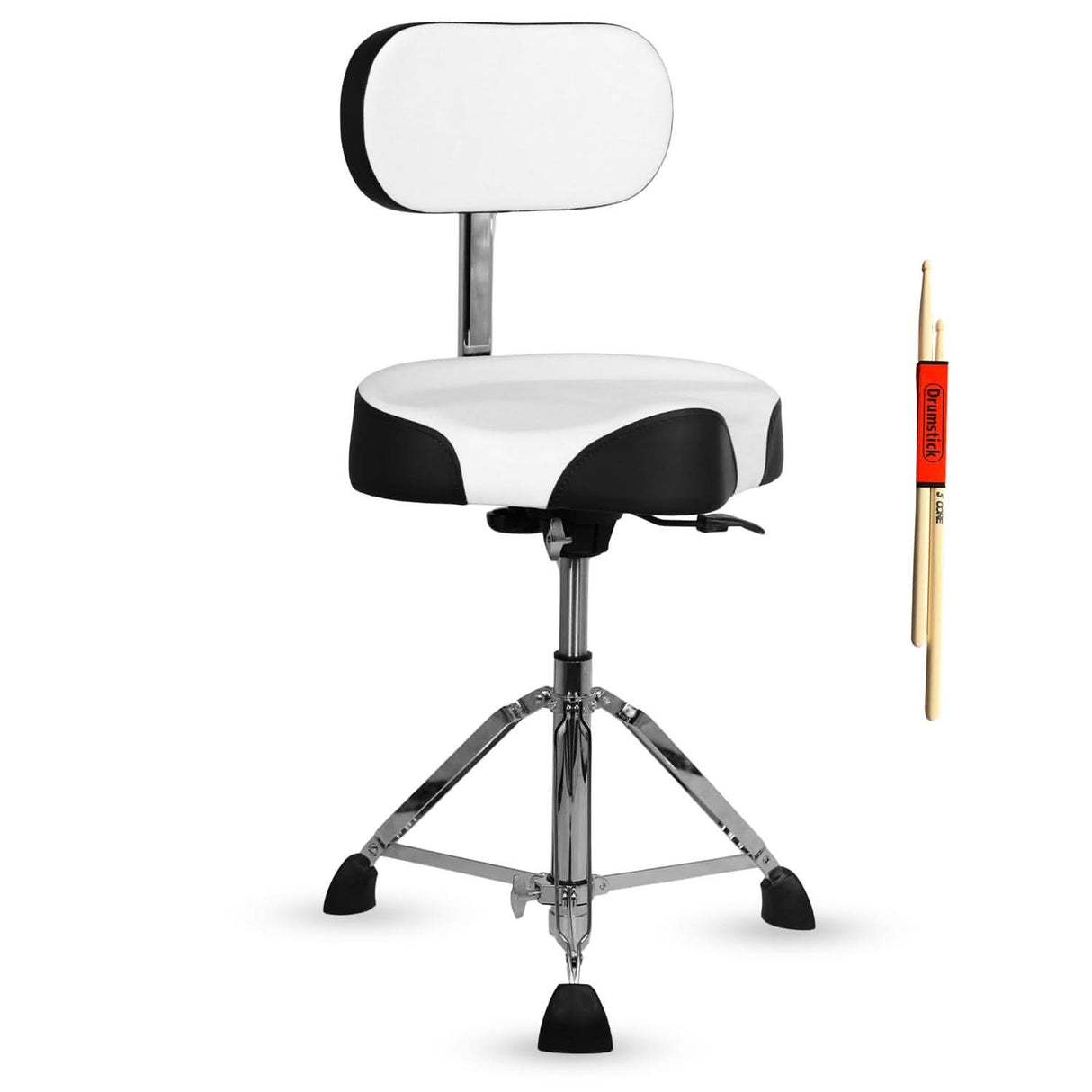 White and black drum stool with a backrest