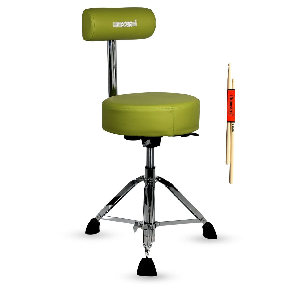 5 Core Drum Throne w Backrest 4" Padded Stool Airlift Adjustable 25.5" Drummer Chair 441Lb Capacity