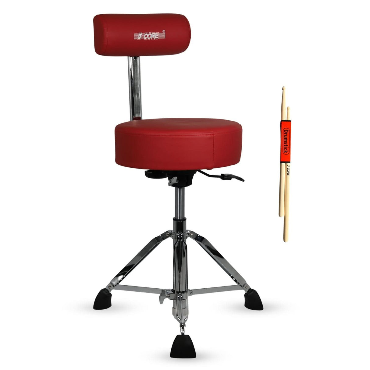 5 Core Drum Throne w Backrest 4" Padded Stool Airlift Adjustable 25.5" Drummer Chair 441Lb Capacity