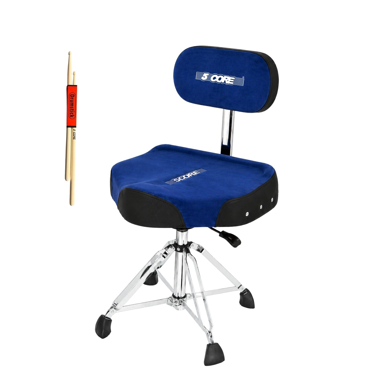 5 Core Drum Throne w Backrest 4" Padded Stool Airlift Adjustable Drummer Chair