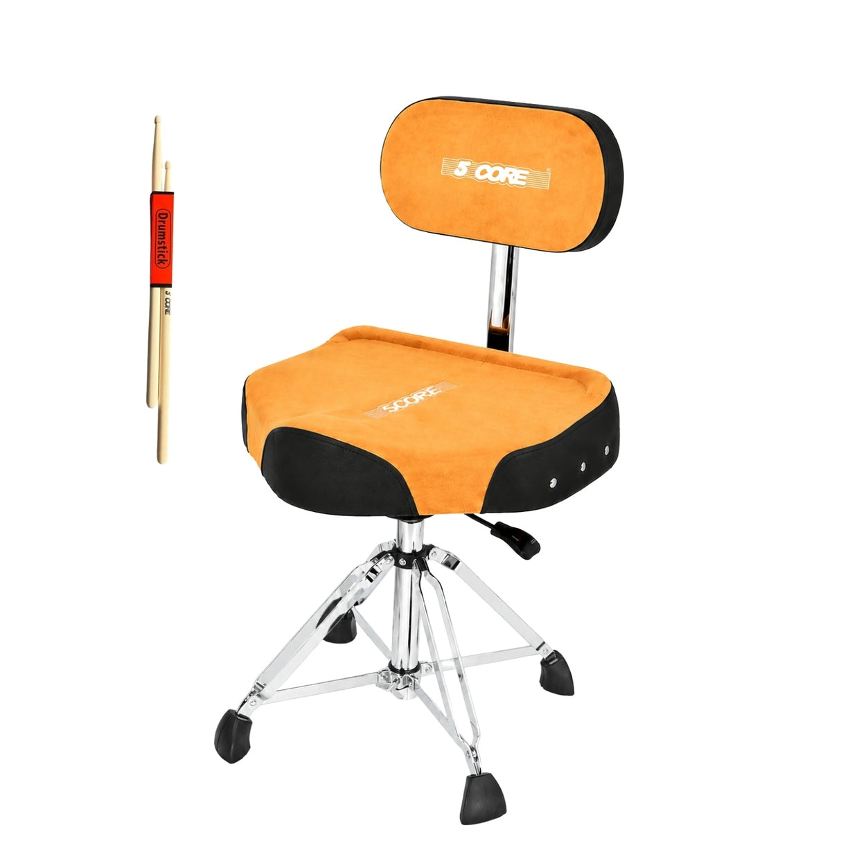5 Core Drum Throne w Backrest 4" Padded Stool Airlift Adjustable Drummer Chair