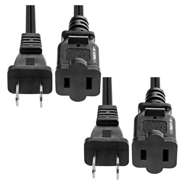 Set of 2 polarized 10 ft AC power cords with male to female connectors