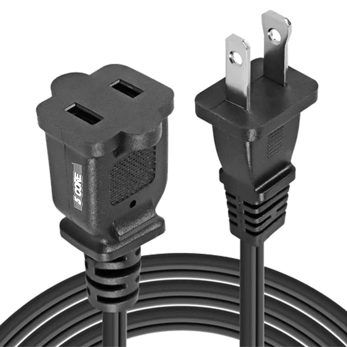 10 ft polarized power extension cord with 2 prong male to female connectors