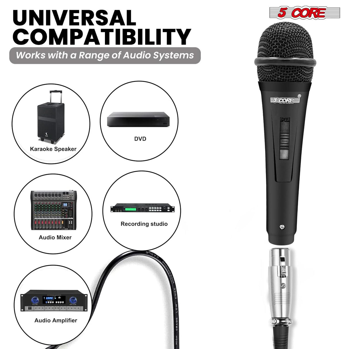 5Core XLR Microphone 2Pcs Dynamic Mic Karaoke Singing Studio Mics Handheld Microfono
