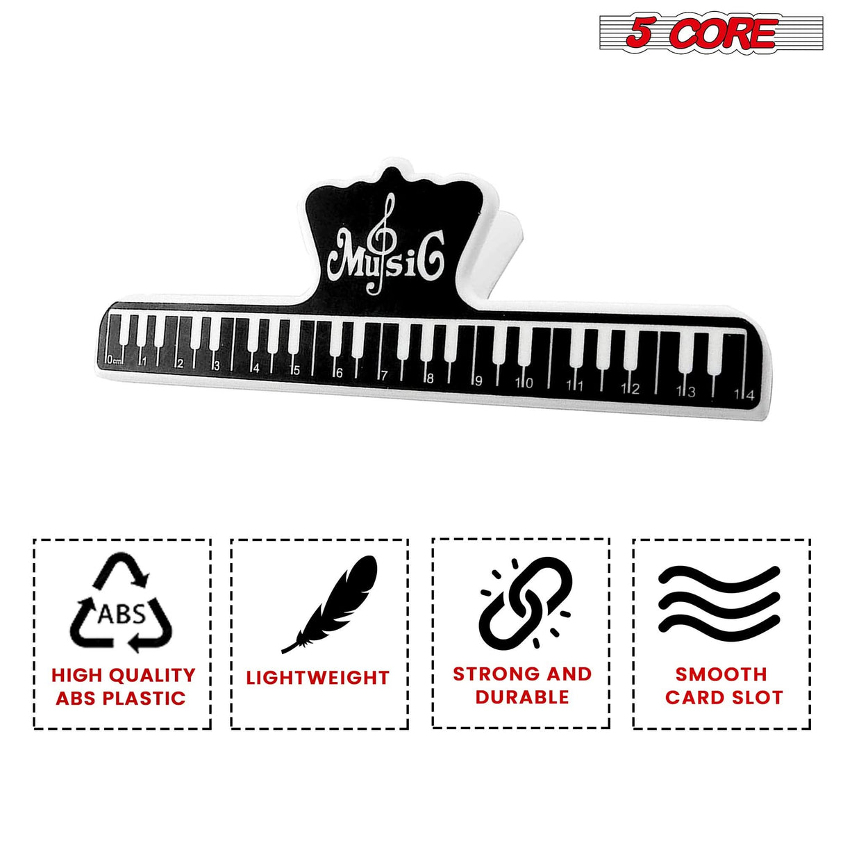 5 Core Music Sheet Holder Clip Pair Durable Black Plastic Page Holder for Piano Keyboard Violin
