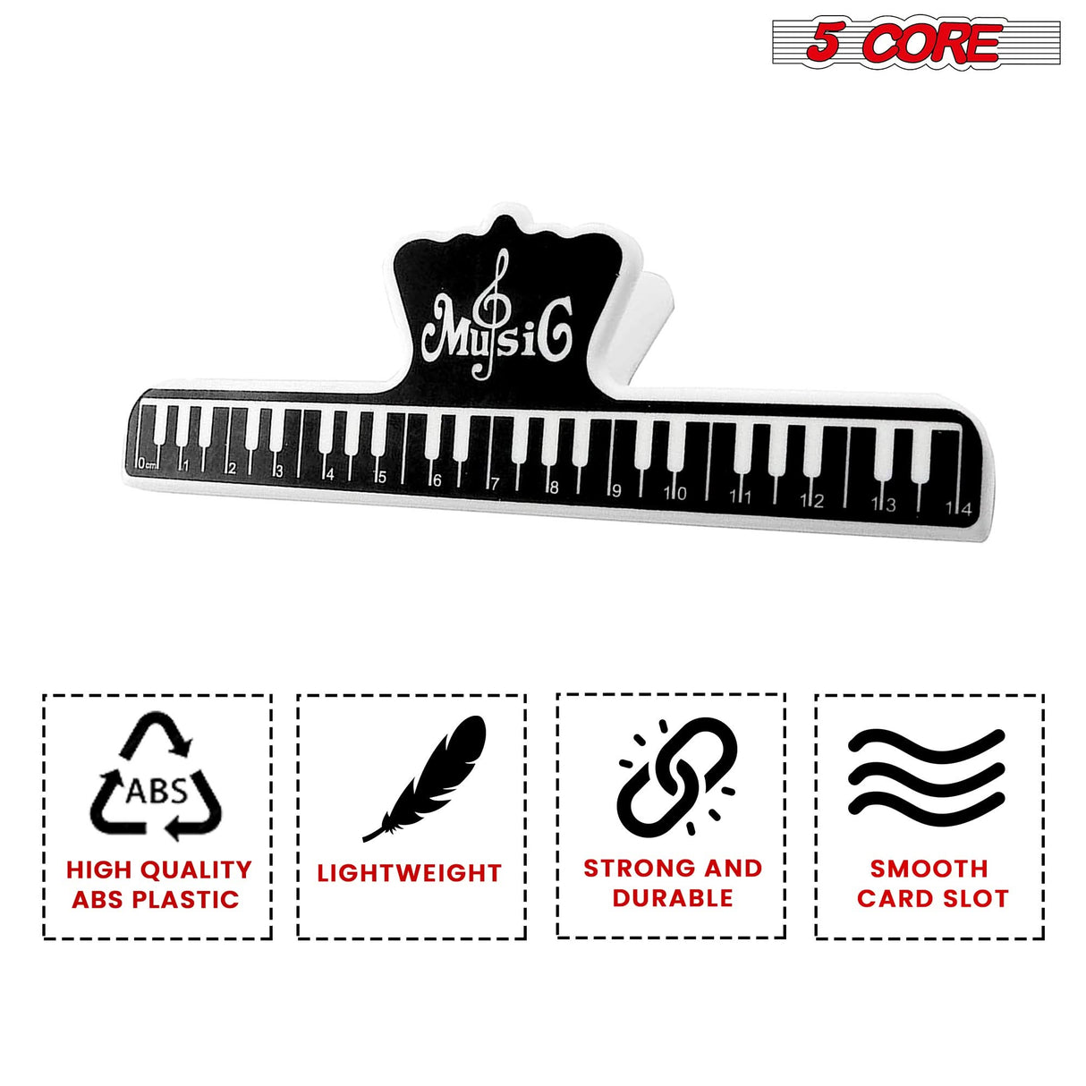 5 Core Music Sheet Holder Clip Pair Durable Black Plastic Page Holder for Piano Keyboard Violin