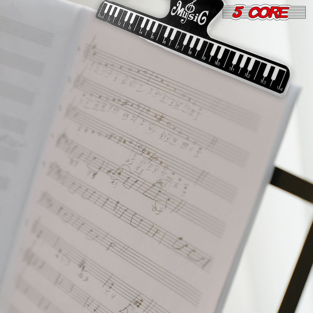 Black 5Core fixed clip for keeping music sheets stable while playing