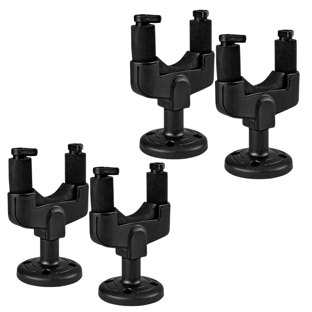 Five black fishing rod holders