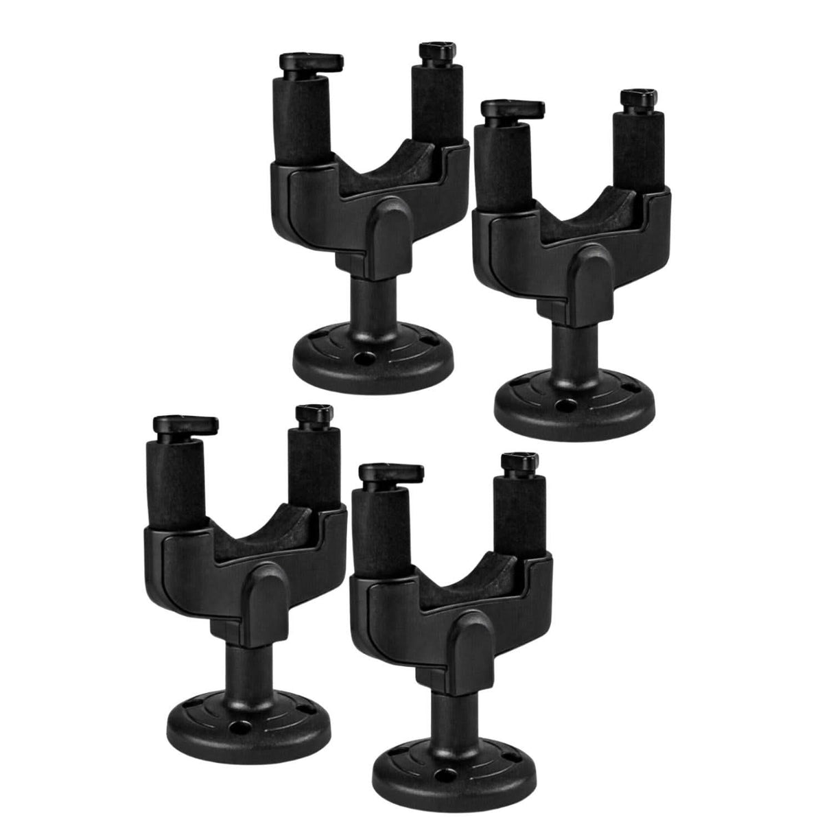 Four black fishing rod holders