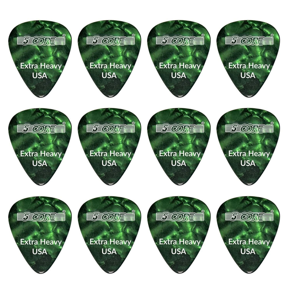 5Core green 1.2mm guitar picks for electric acoustic and bass guitars