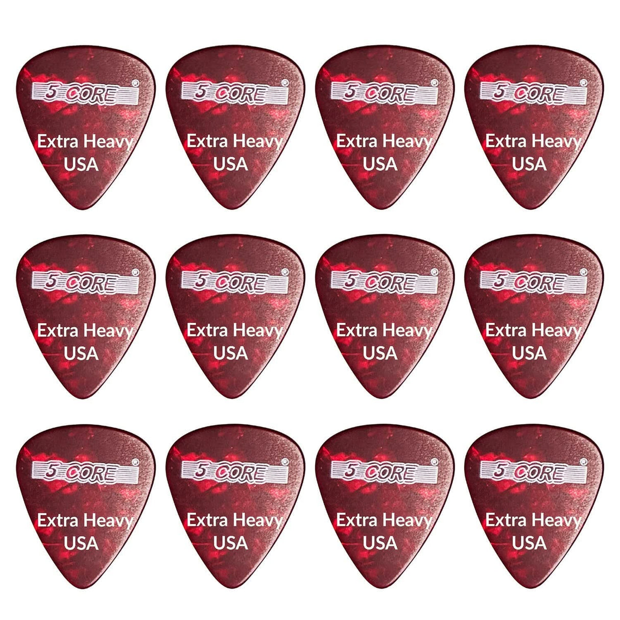 5Core red 1.2mm celluloid guitar pick extra heavy gauge for acoustic and electric
