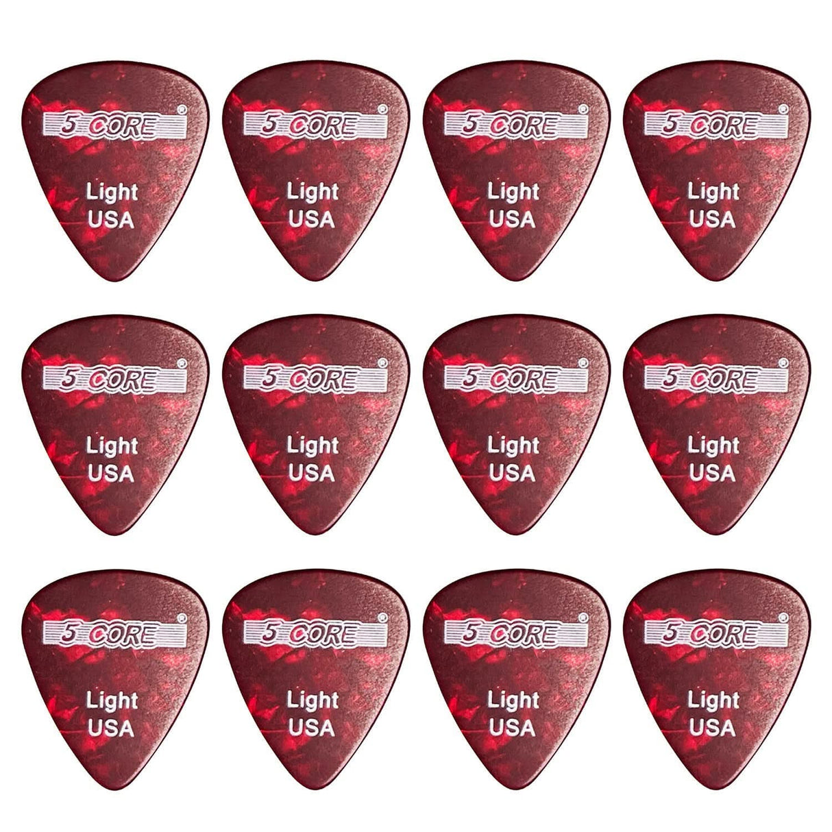 5Core red 0.46mm light guitar picks celluloid for acoustic electric and bass