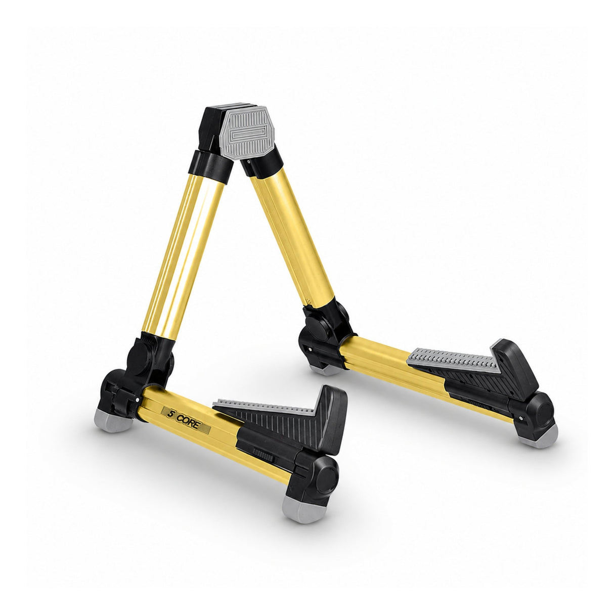 5 Core Guitar Stand Adjustable A Frame Shape w Rubber Pad Arms Supports Acoustic Electric Bass Gold