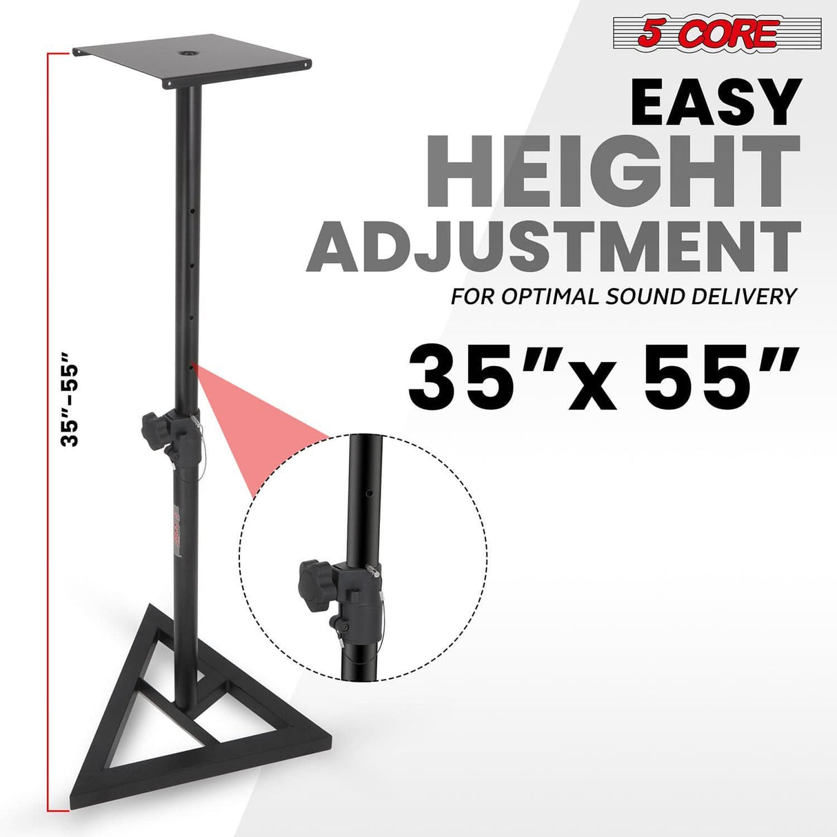 Professional 5 Core speaker stand with height adjustment and solid build