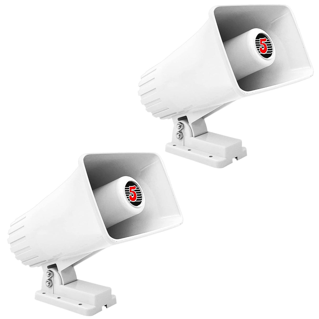 5 Core PA Speaker Pair 6 x 4" 50W Bull Horn Loud Audio Outdoor Speakers System 8Ohm Reflex Megaphone