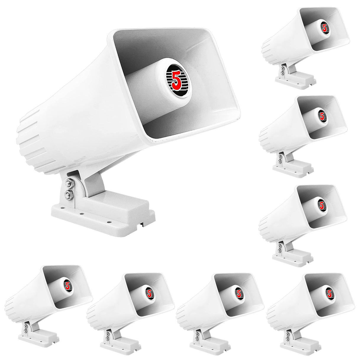 5 Core PA Horn 200W Loud Speaker 8Pc 6" Bull Horn Loud Audio 8Ohm All Weather Indoor Outdoor Use