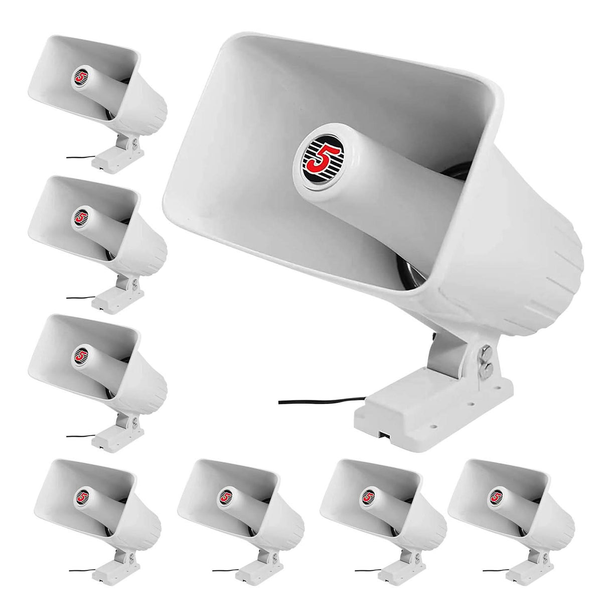 5 Core PA Horn Speaker 8Pcs 8 Inch 65W Loud Audio Outdoor Speakers System 8Ohm Reflex Megaphone