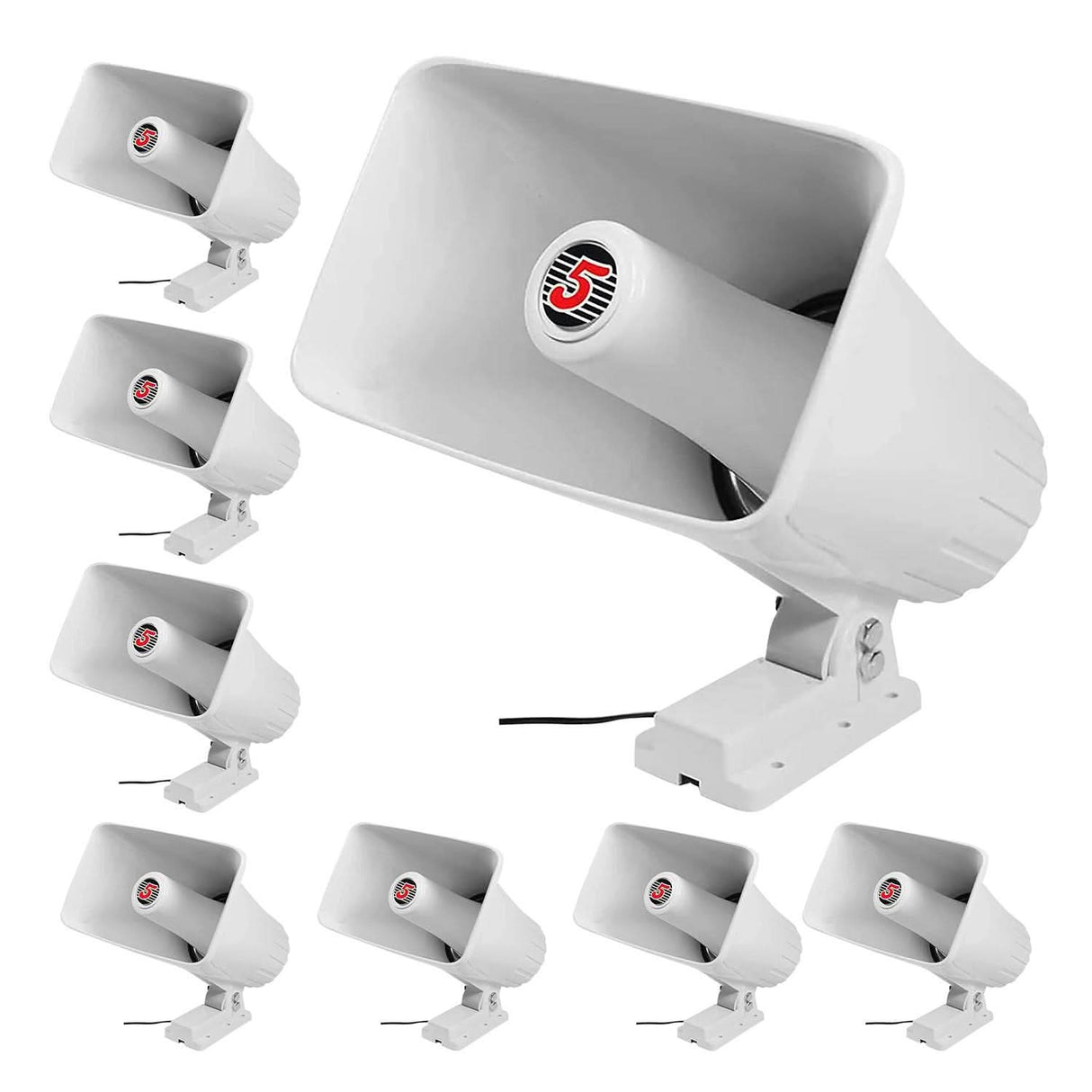 5 Core PA Horn Speaker 8Pcs 8 Inch 65W Loud Audio Outdoor Speakers System 8Ohm Reflex Megaphone