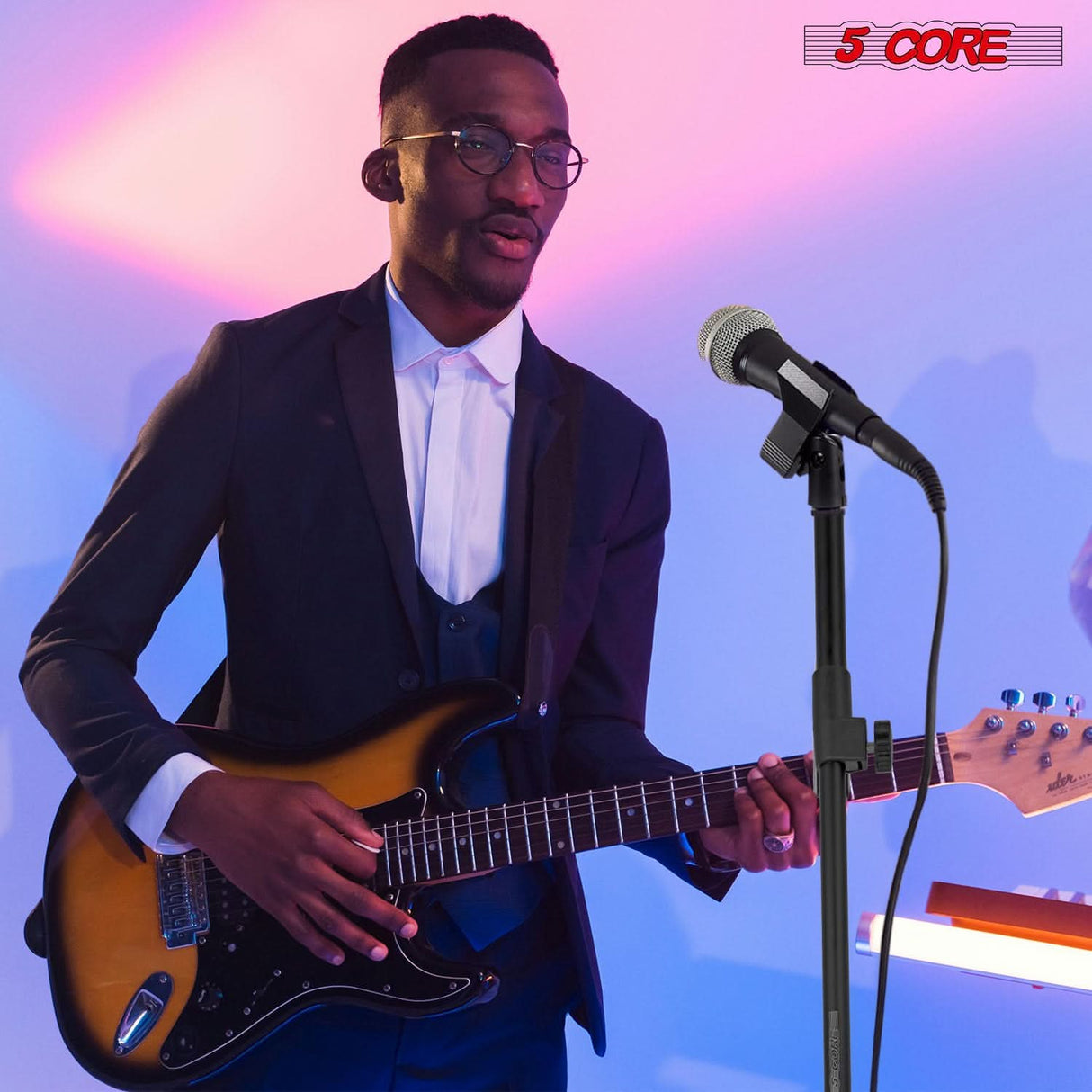 5Core Mic Stand Pair Floor Adjustable Universal Heavy Duty Microphone Stands Round Base Soporte De micrófono