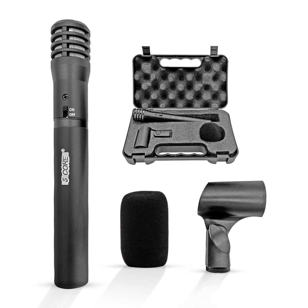 5Core professional XLR cardioid pencil stick condenser microphone in black for instruments