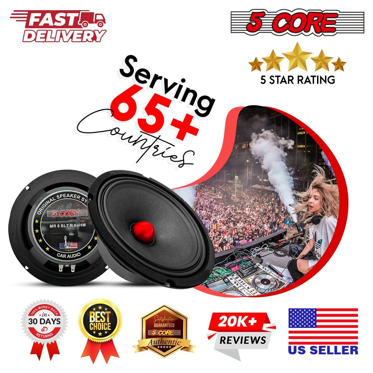 580W PMPO midrange speaker for car audio enthusiasts wanting crisp performance