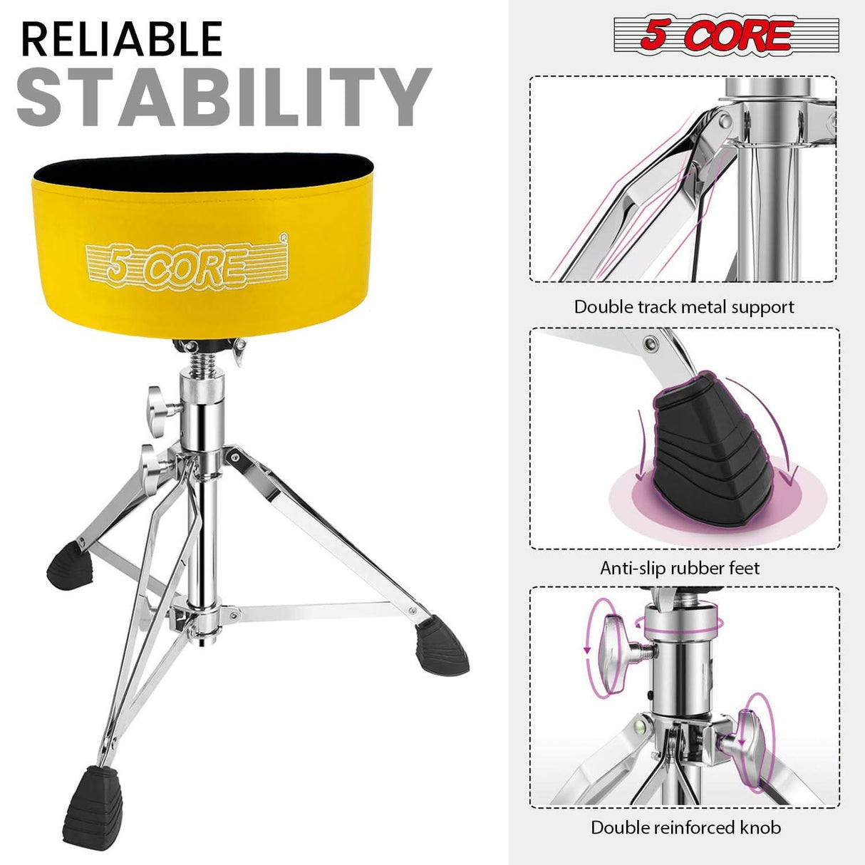 Adjustable drum throne with luxury velvet and sturdy frame