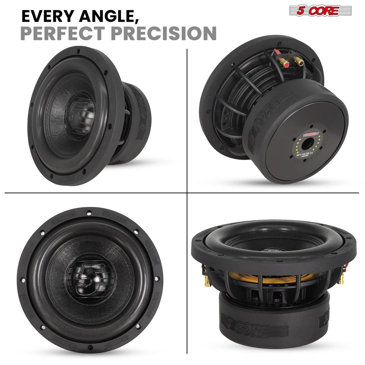 5Core 8 Inch Car Subwoofer Dual 4Ohm 1000W Component Sub Woofer Driver Aluminum Frame 8” Woofers