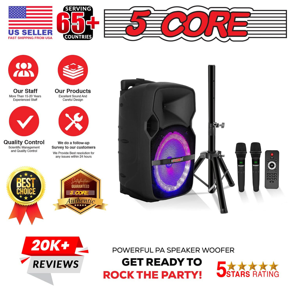 5Core Bluetooth PA Karaoke Speaker Portable Design Side View