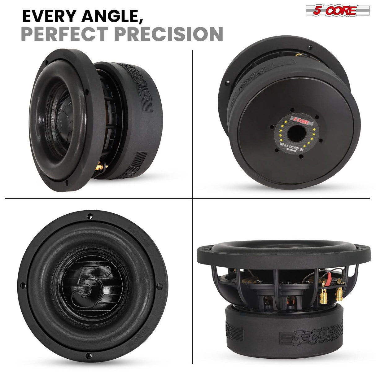 5Core 6.5 Inch Car Subwoofer Dual 4Ohm 1000W Speaker Sub Woofer Driver Aluminum Frame 6.5” Woofers