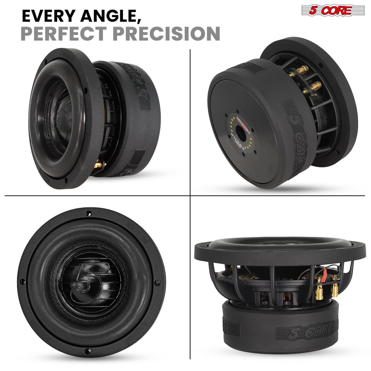5Core 6.5 Inch Car Subwoofer Dual 2Ohm 1000W Speaker Sub Woofer Driver Aluminum Frame 6.5” Woofers