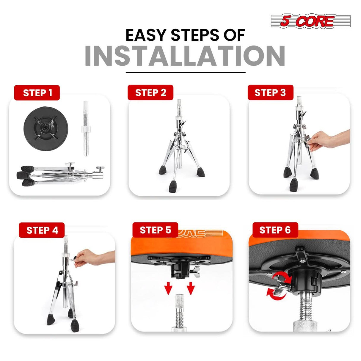 Heavy duty guitar stool with luxury velvet and adjustable features