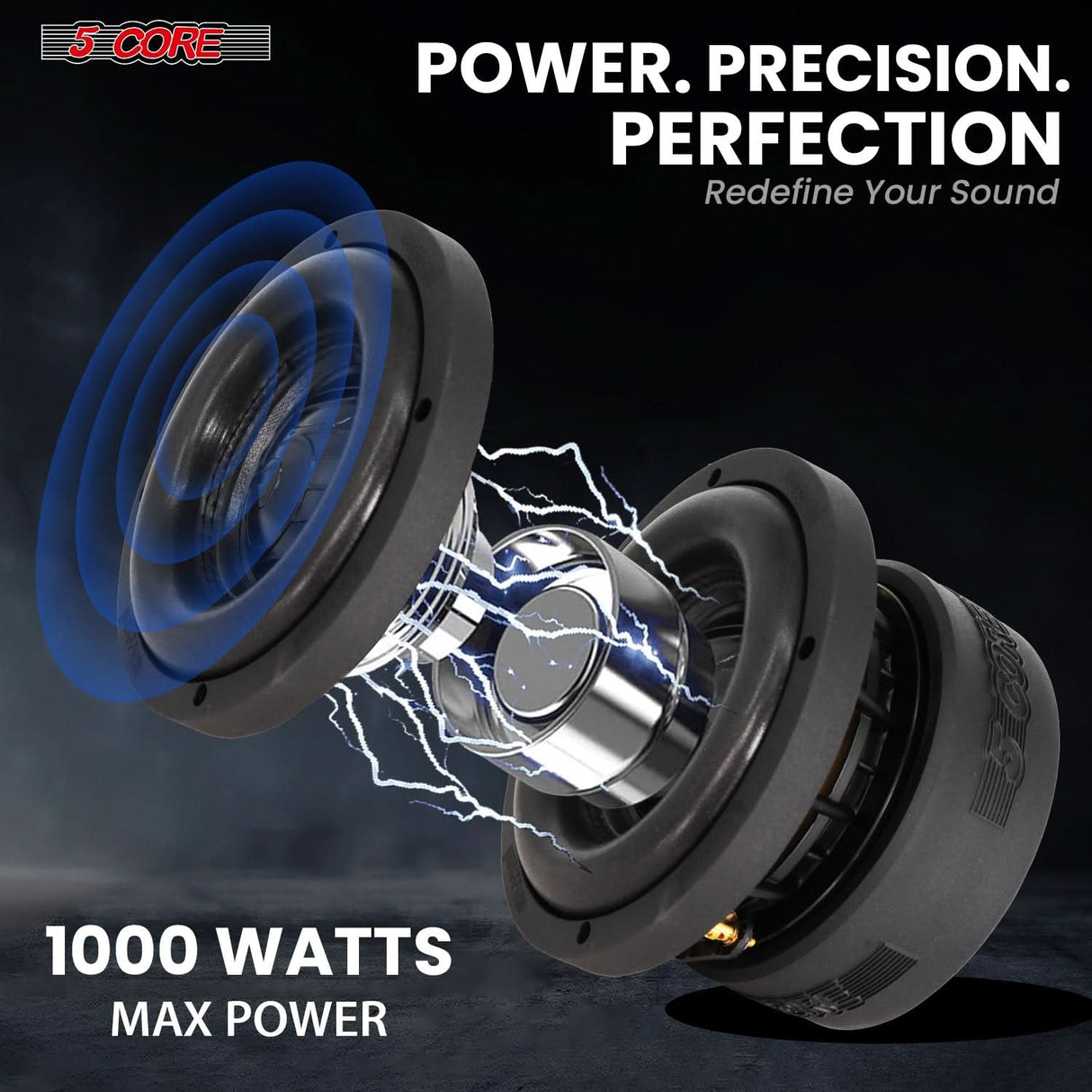 5Core 6.5 Inch Car Subwoofer Dual 4Ohm 1000W Speaker Sub Woofer Driver Aluminum Frame 6.5” Woofers