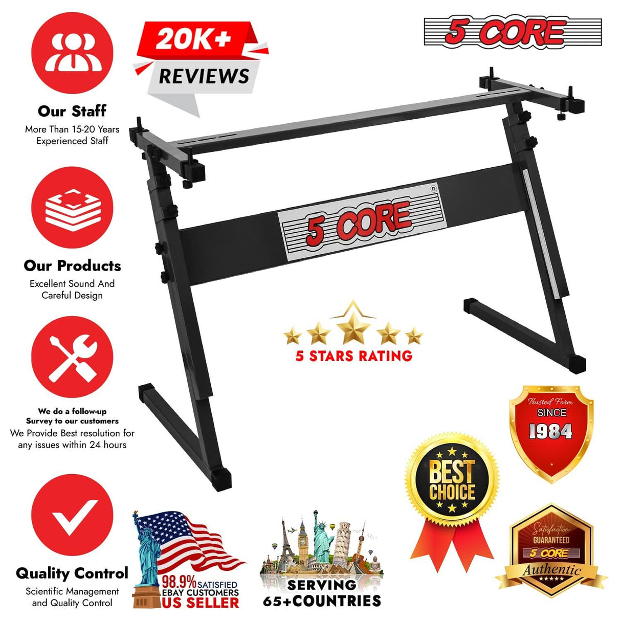 Height adjustable Z style keyboard stand for professional musicians